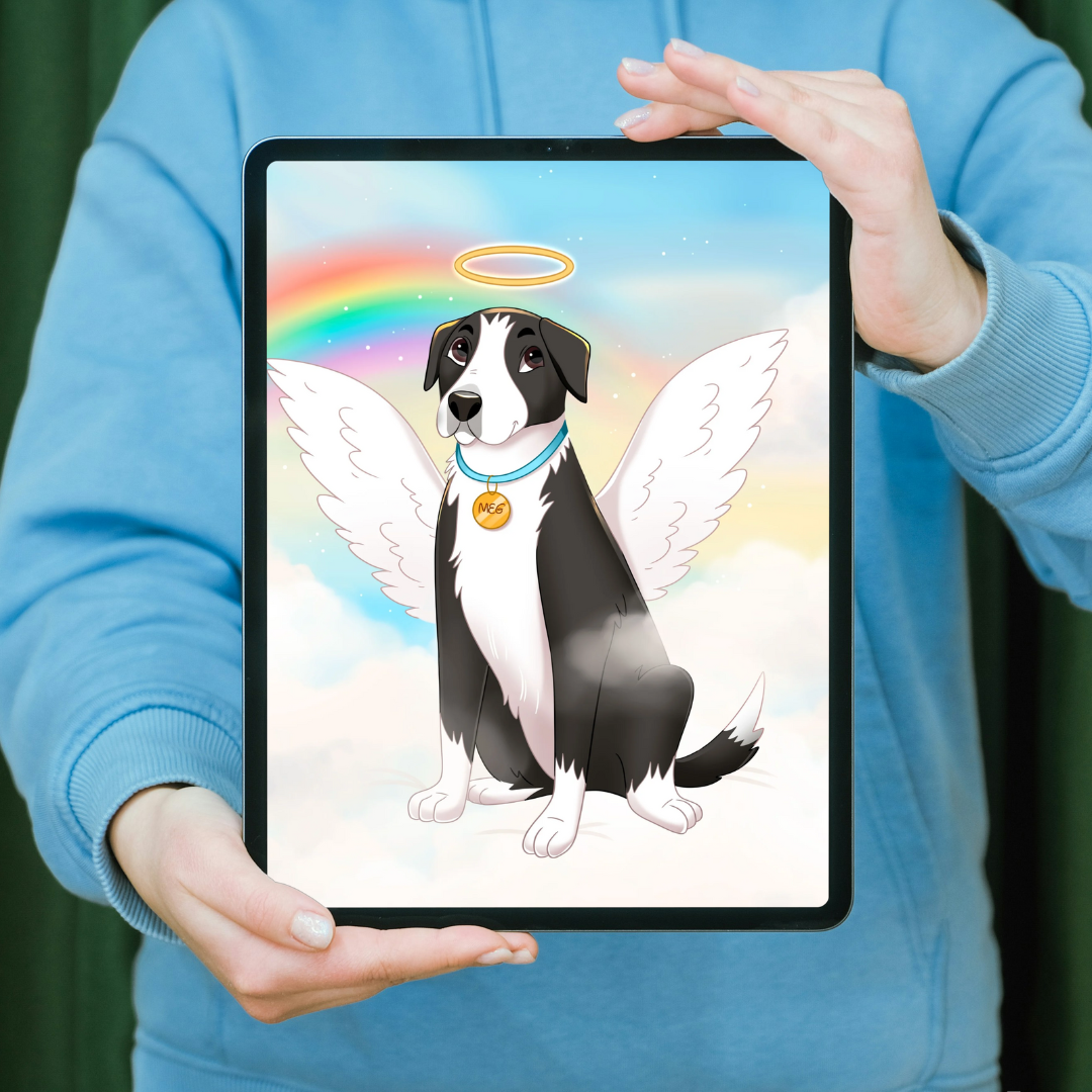 Custom Rainbow Bridge Memorial Portrait - Digital Art Commission