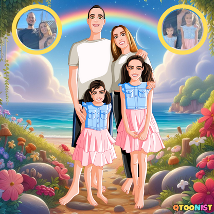 Custom Family Cartoon Portrait - Digital Art Commission