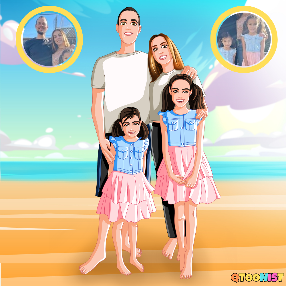 Custom Family Cartoon Portrait - Digital Art Commission