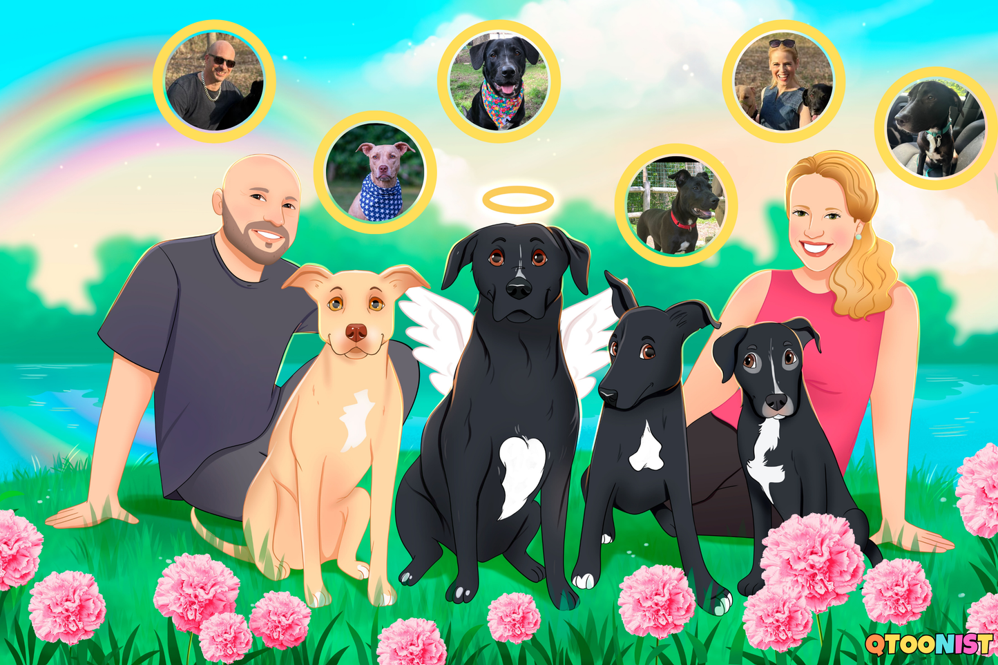 Custom Rainbow Bridge Memorial Portrait - Digital Art Commission