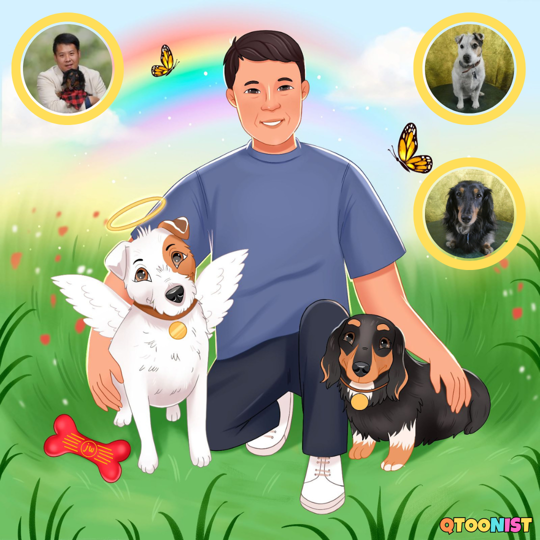 Custom Rainbow Bridge Memorial Portrait - Digital Art Commission